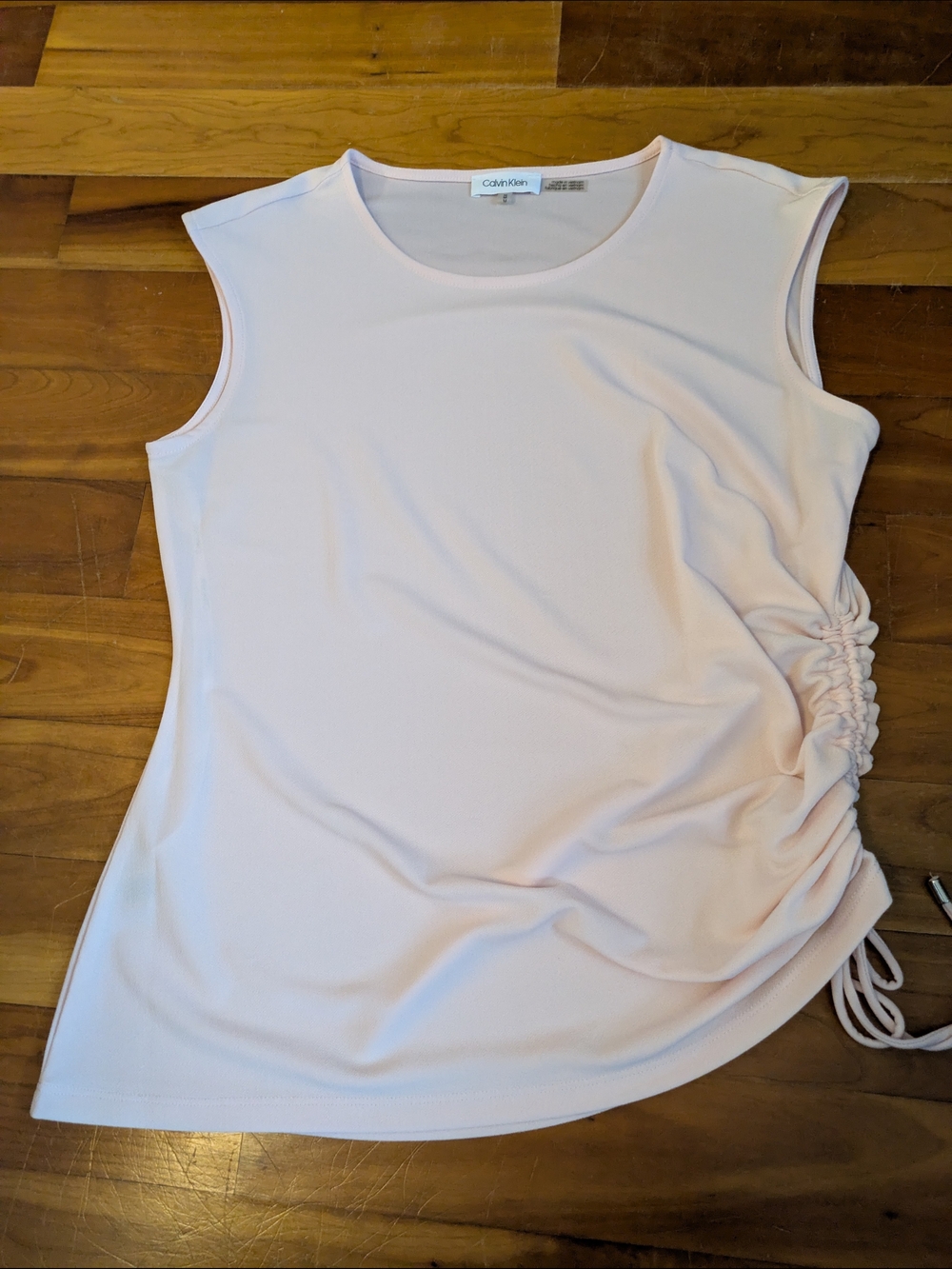 Calvin Klein Women's Light Pink Sleeveless Ruched Side Top